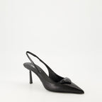 Prada, Saffiano leather heels, black pumps, Fall-Winter 2024, luxury women's shoes