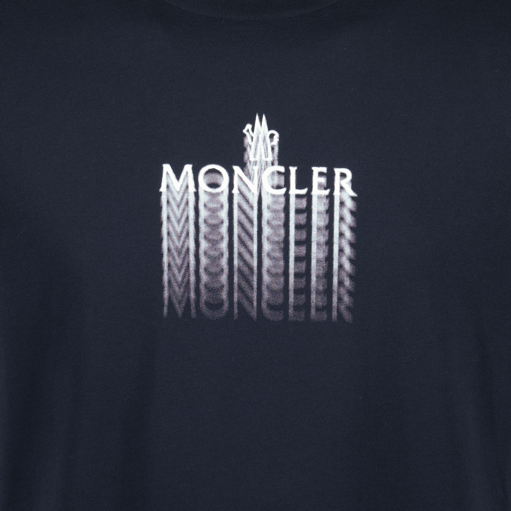 Image of Logo washed navy t-shirt by Moncler for Men - Season Spring-Summer 2025 - Detail View 5