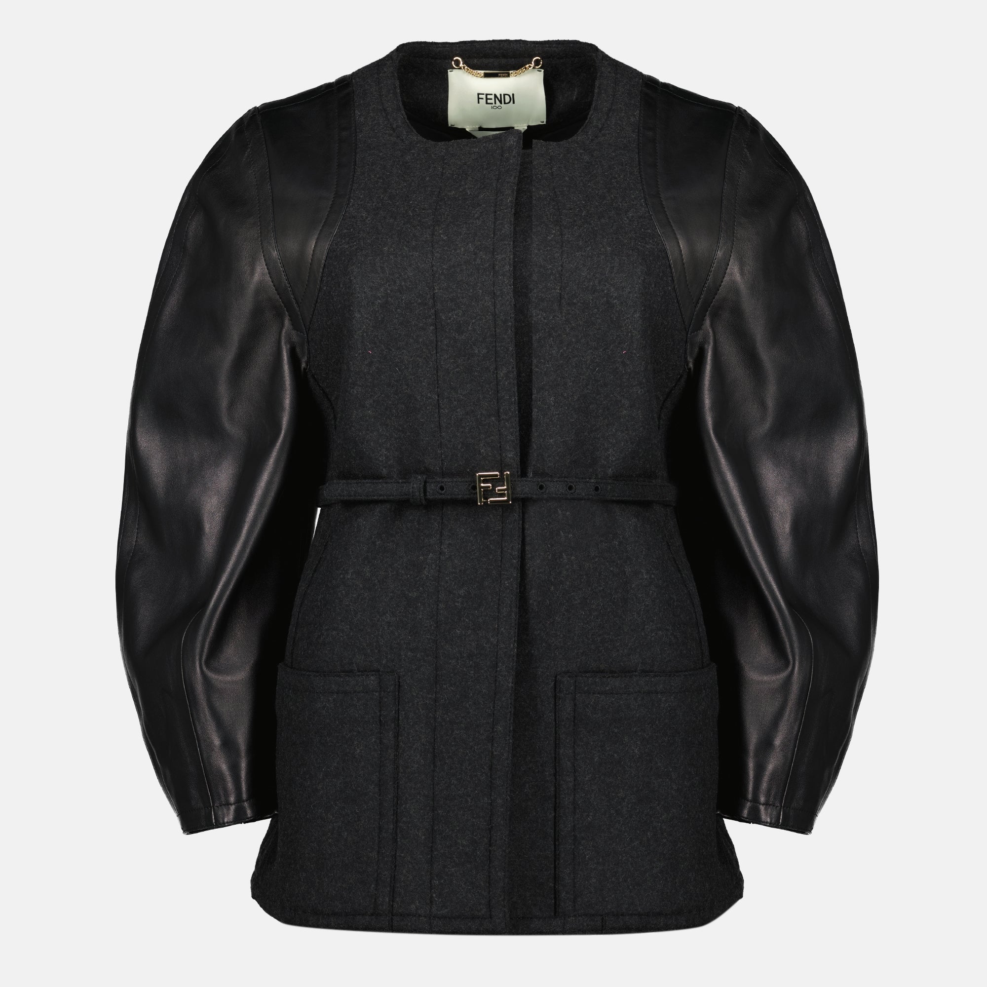Fendi blouson, wool leather jacket, autumn winter fashion, designer outerwear, women's fashion jacket