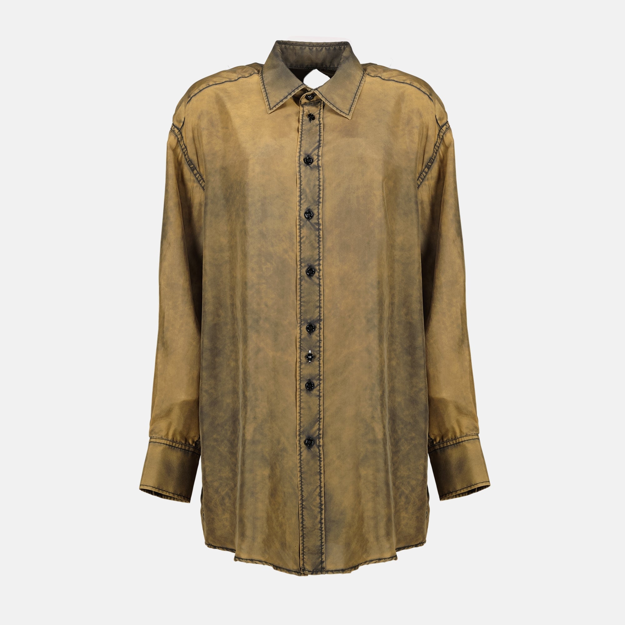 Long brown washed-effect shirt