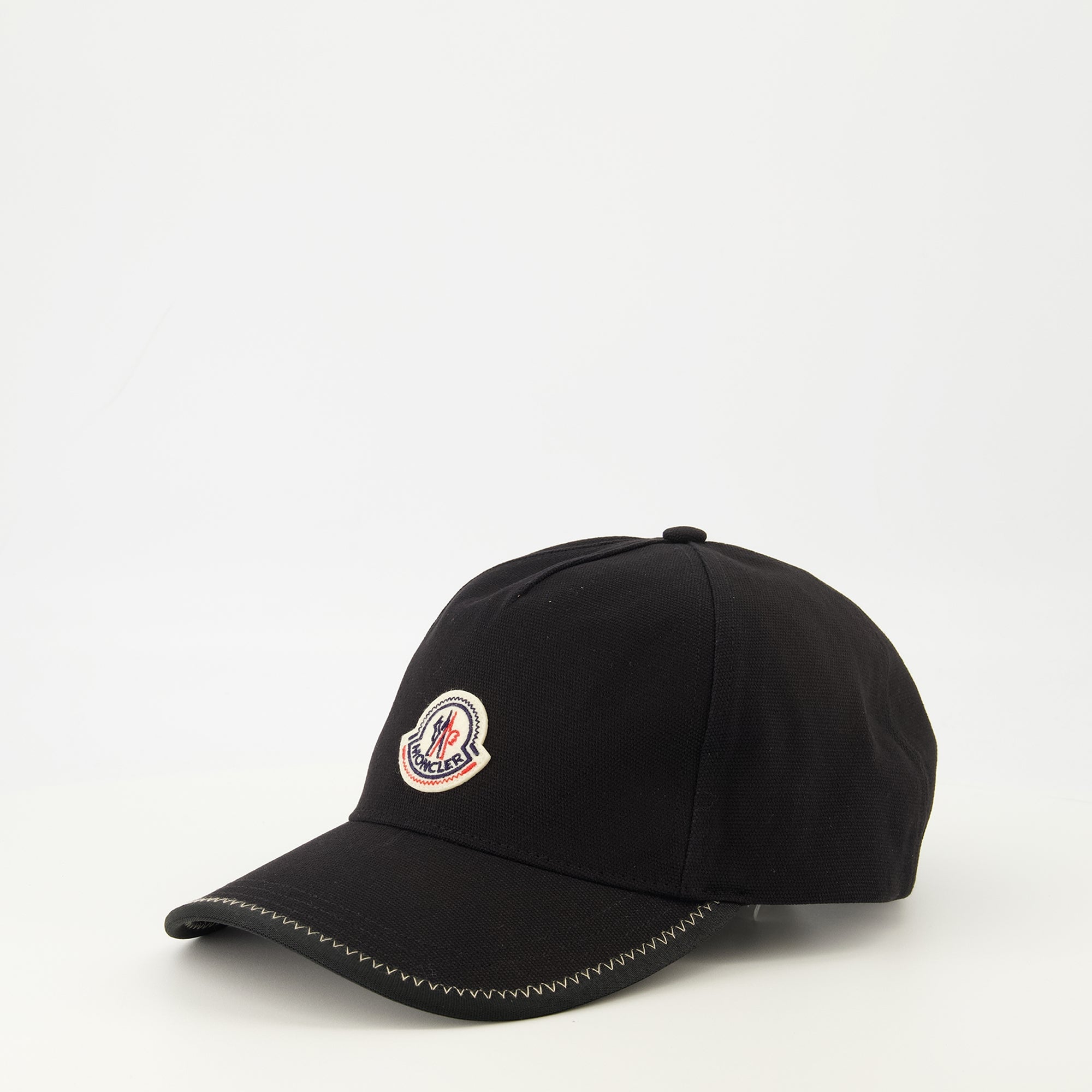Image of Cap Black Logo Detail by Moncler for Men - Season Spring-Summer 2026 - Back View