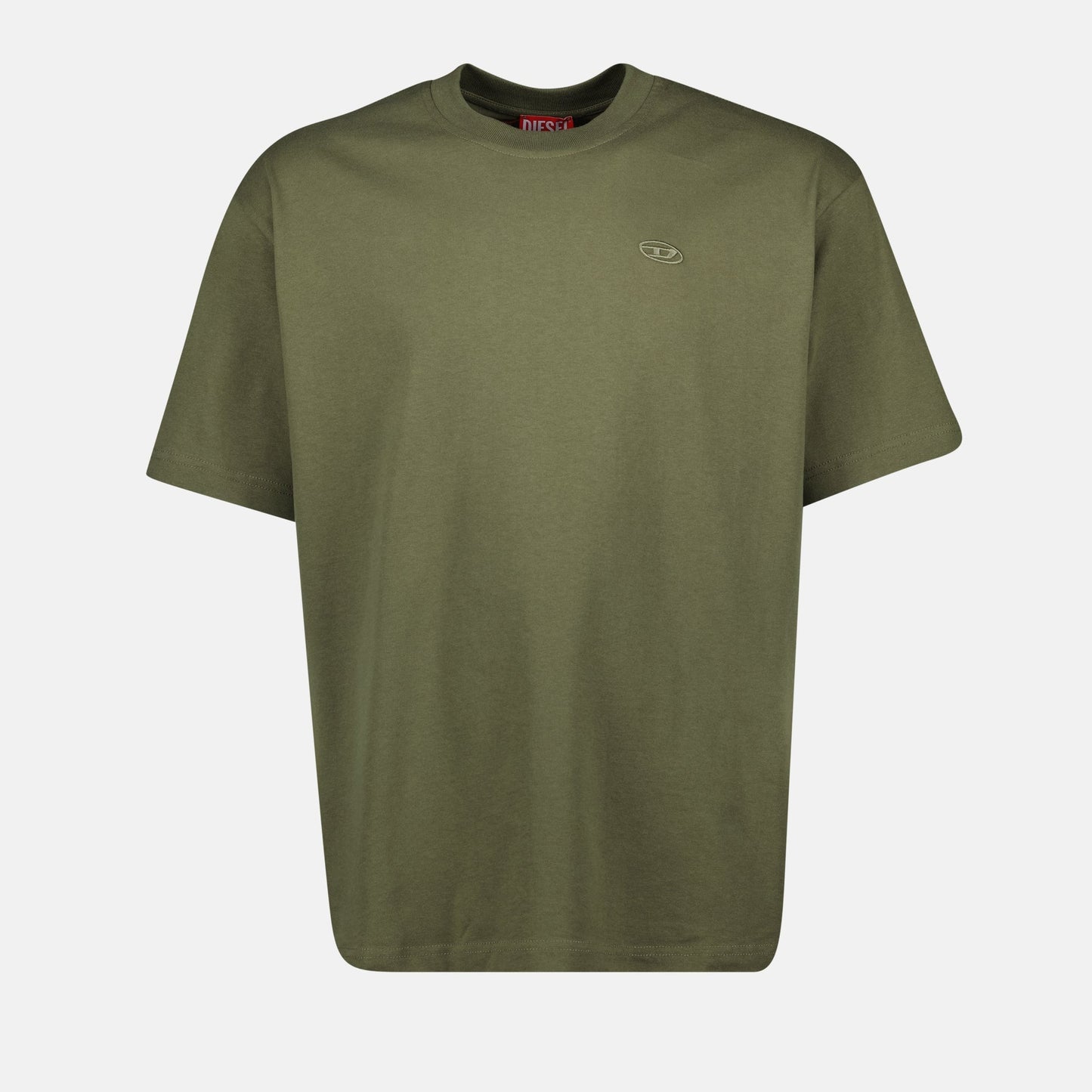 Diesel T-shirt, T-Boggy-Megoval, khaki cotton tee, oversized T-shirt, round neck tee