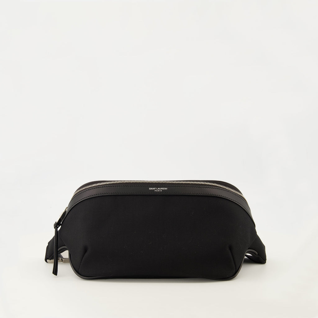 Saint Laurent waist bag, black leather bag, luxury accessory, canvas belt bag, men's handbag