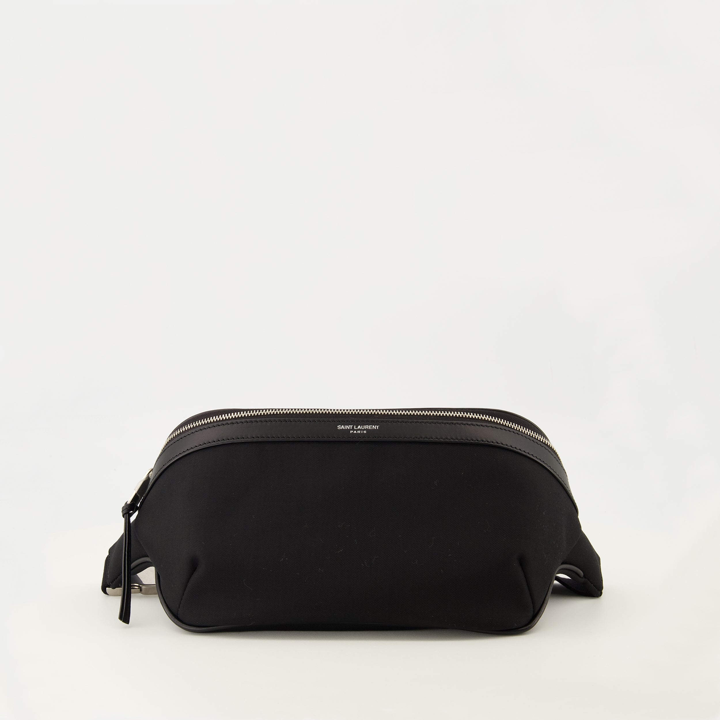 Saint Laurent waist bag, black leather bag, luxury accessory, canvas belt bag, men's handbag