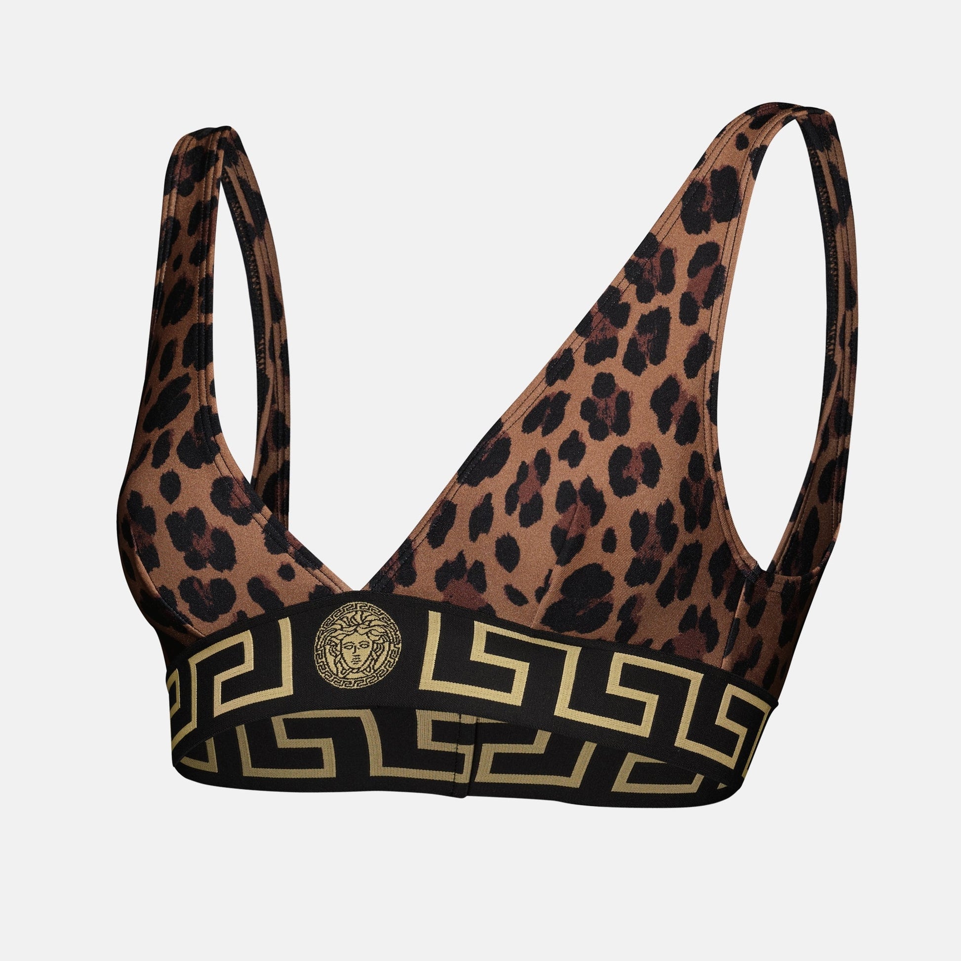 leopard bikini top, luxury swimwear, nylon bikini, stylish beachwear, animal print swimwear