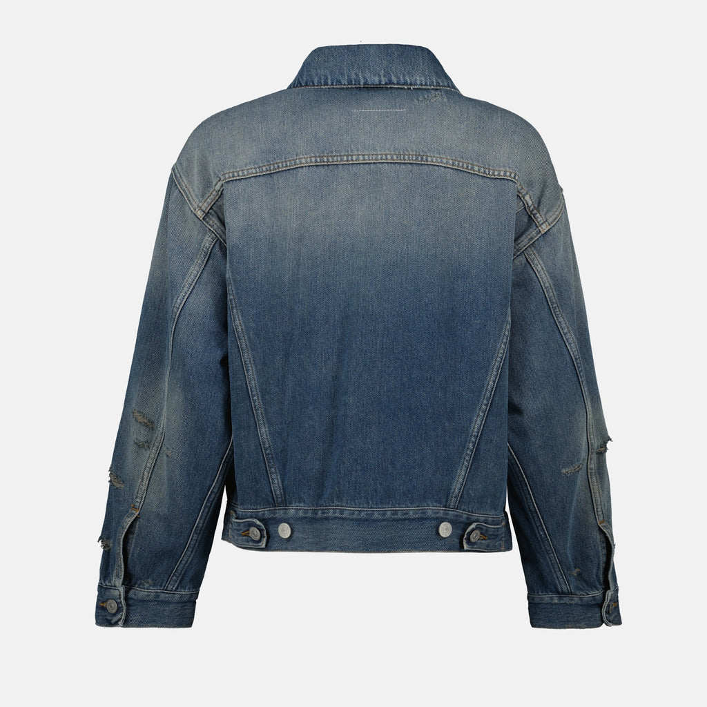 Image de veste en denim classique par Mm6 pour femmes - Saison Printemps-ÉtÉ 2025 - Vue de détail 2