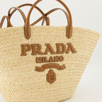 Prada tote bag, raffia handbag, designer tote, beige handbag, Spring-Summer collection
