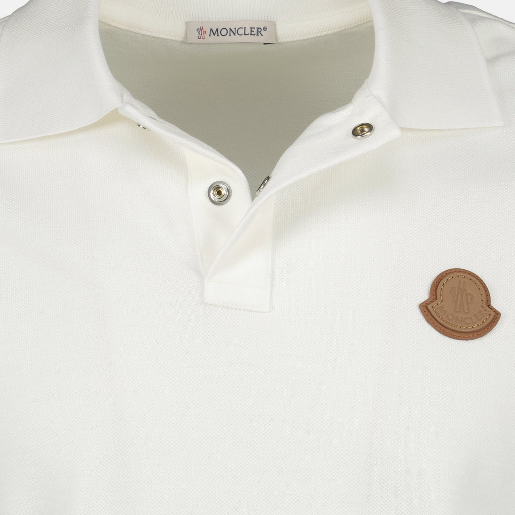 Moncler polo, pique cotton shirt, white logo polo, classic polo shirt, Autumn-Winter 2025 collection