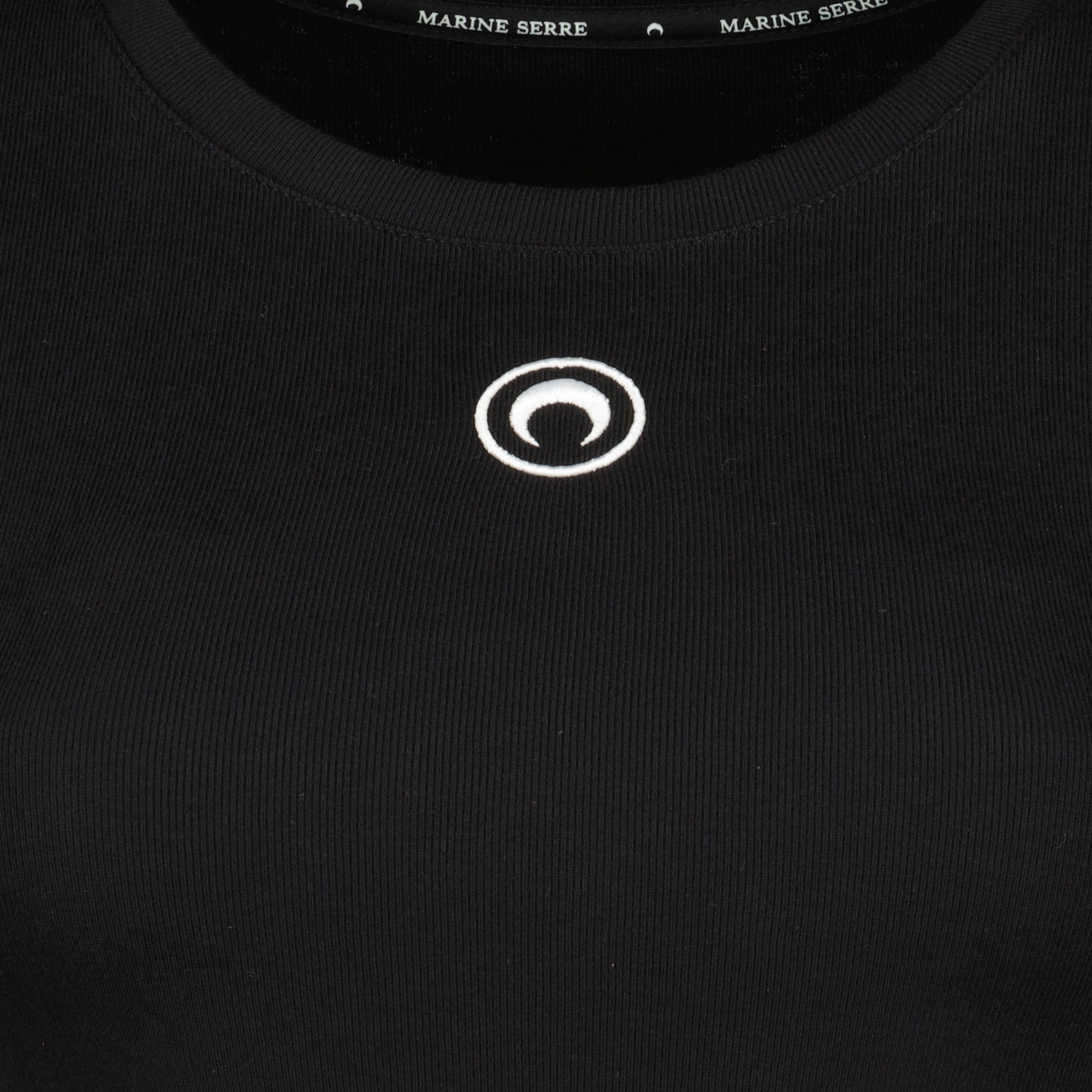 Moon Black T-Shirt, Marine Serre, cotton t-shirt, autumn winter fashion, embroidered logo t-shirt