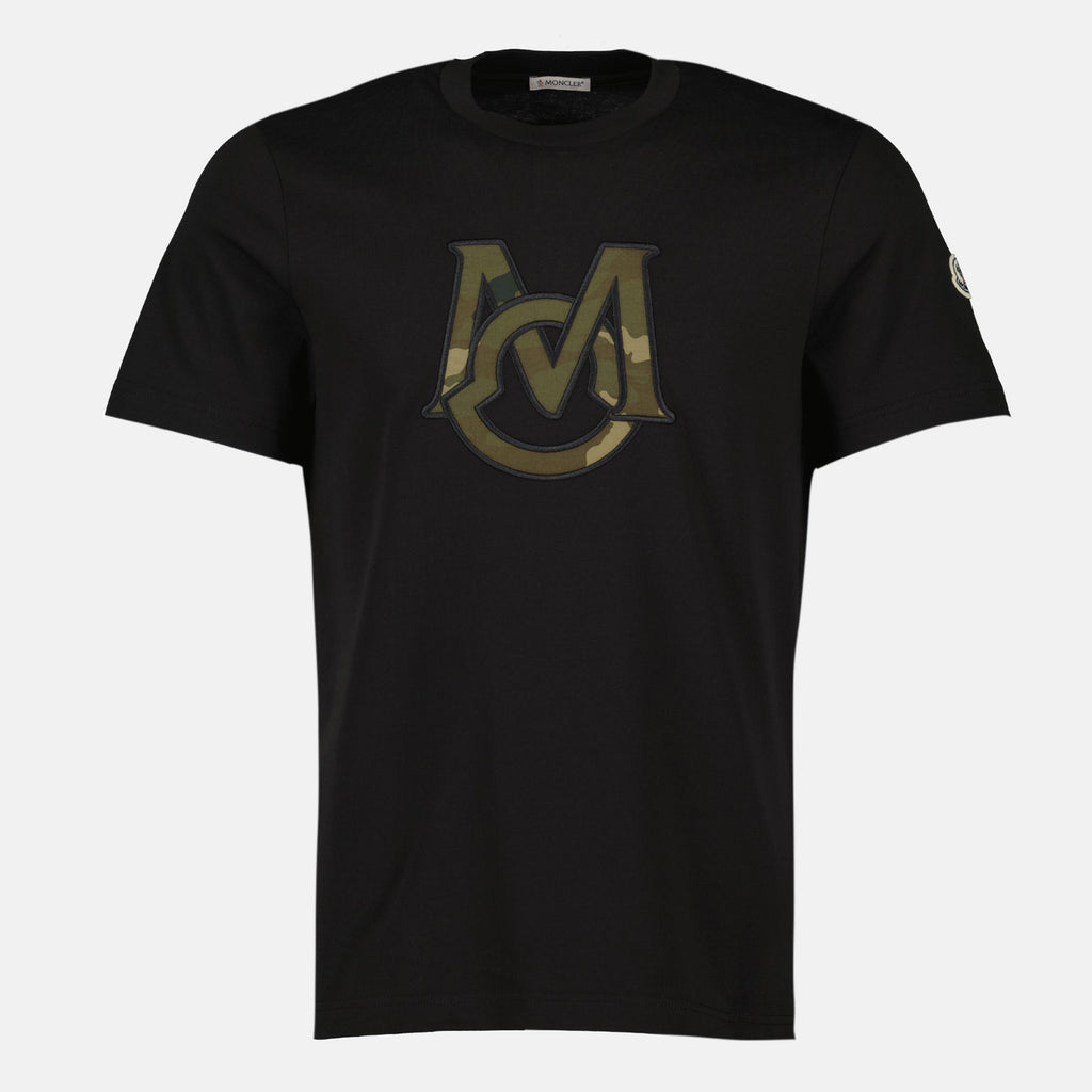 Moncler T-shirt, black monogram T-shirt, organic cotton T-shirt, Autumn-Winter collection, Men's fashion