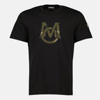Moncler T-shirt, black monogram T-shirt, organic cotton T-shirt, Autumn-Winter collection, Men's fashion