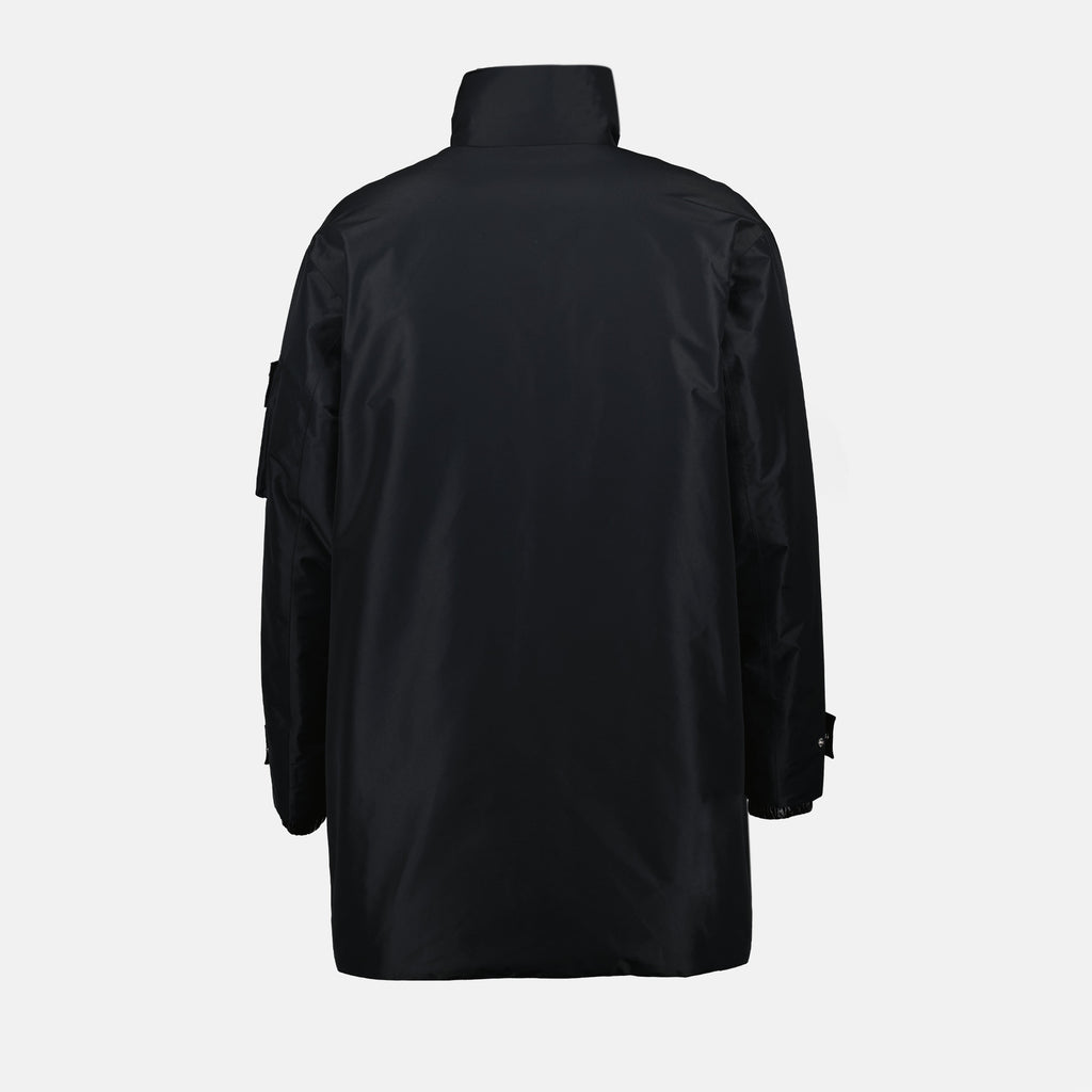 프라다 남성용 블랙 리나일론 파카 로고 이미지 - 2024 가을-겨울 시즌 - 제품 상세 뷰 1