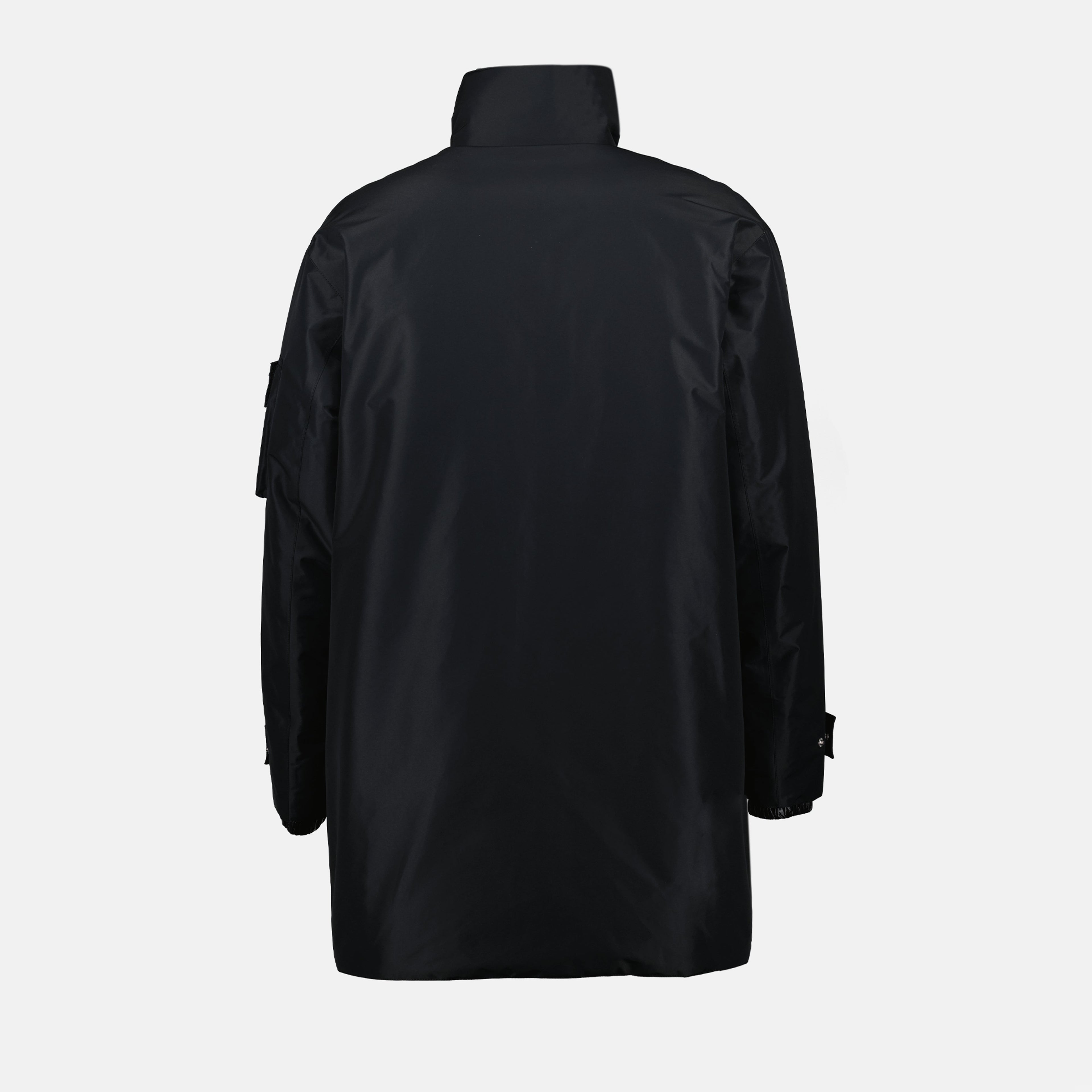 프라다 남성용 블랙 리나일론 파카 로고 이미지 - 2024 가을-겨울 시즌 - 제품 상세 뷰 1