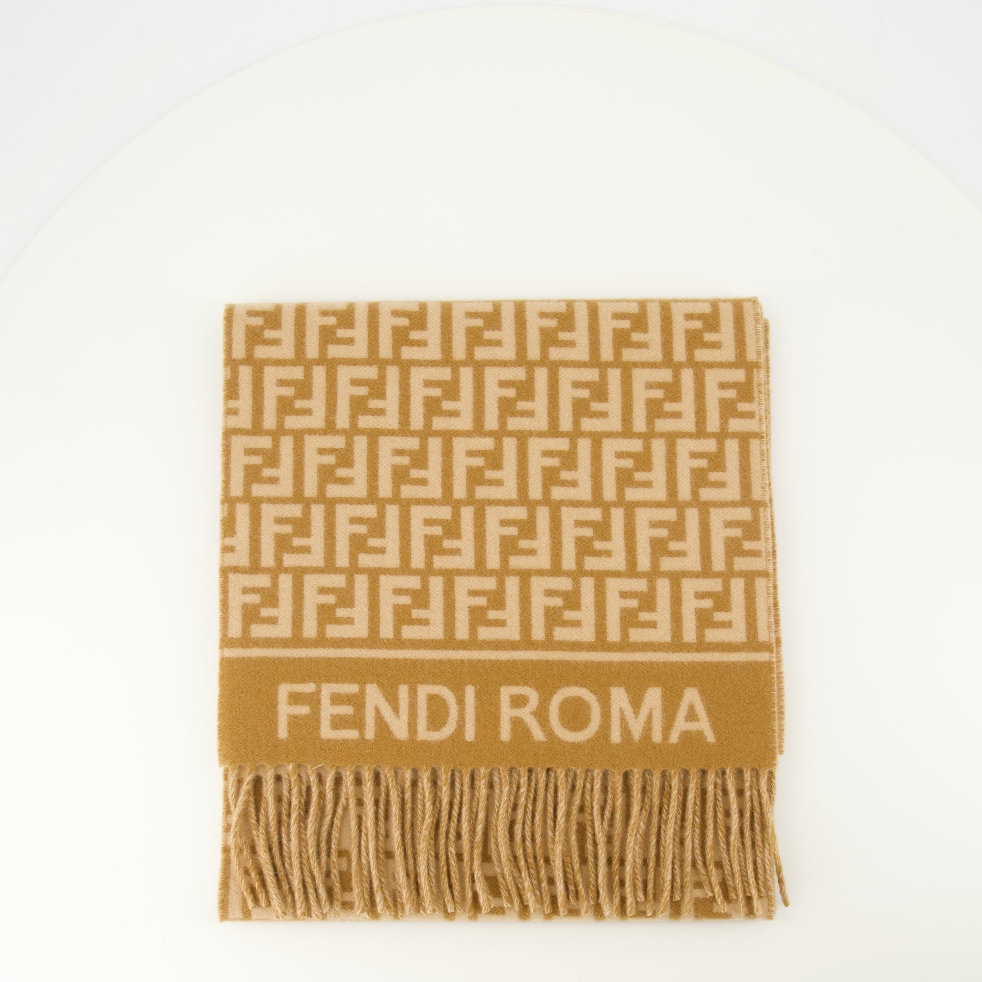 Fendi scarf, brown scarf, wool cashmere scarf, FF logo scarf, luxury accessories