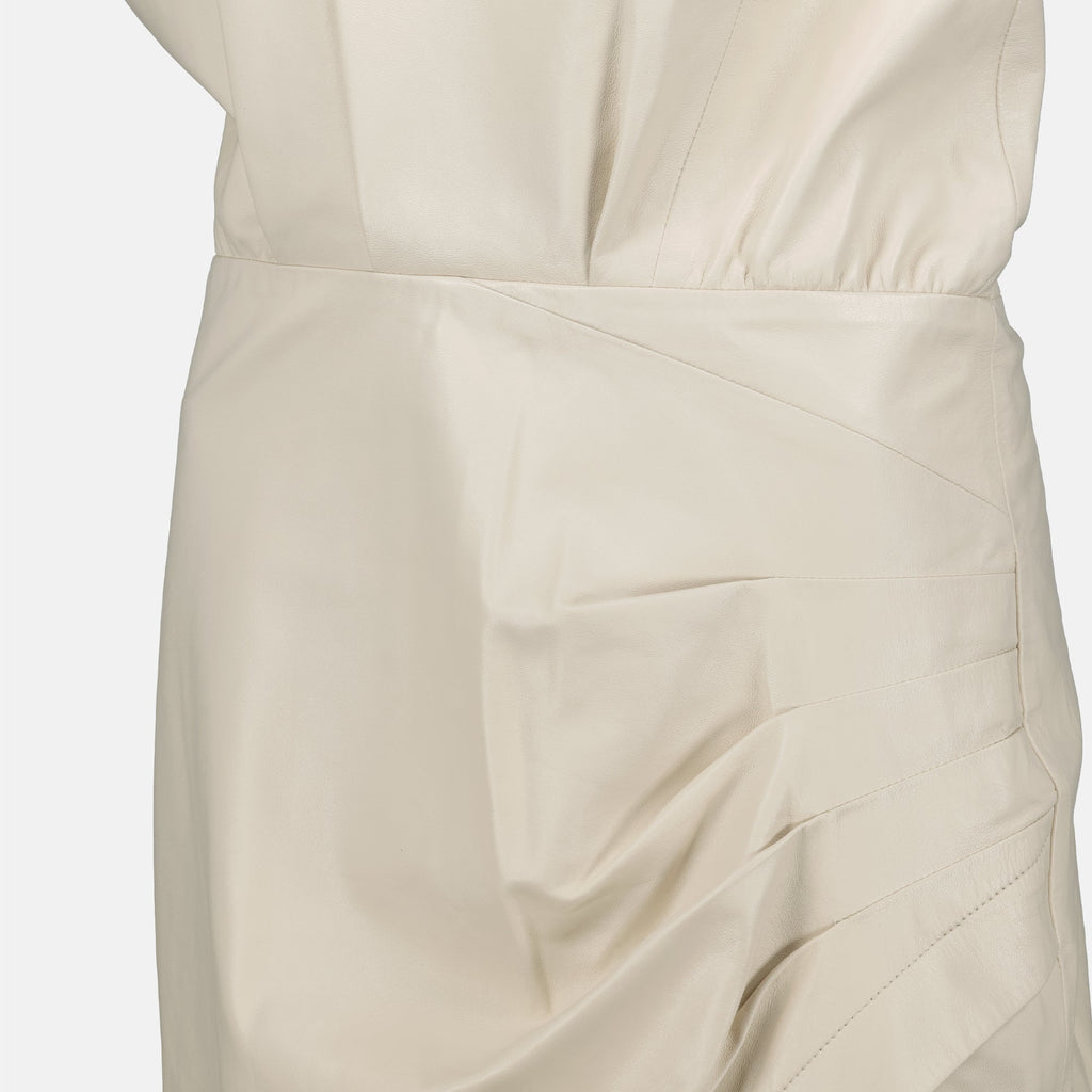 beige leather dress, Pernille dress, Iro dress, asymmetrical design, Spring-Summer 2025 collection