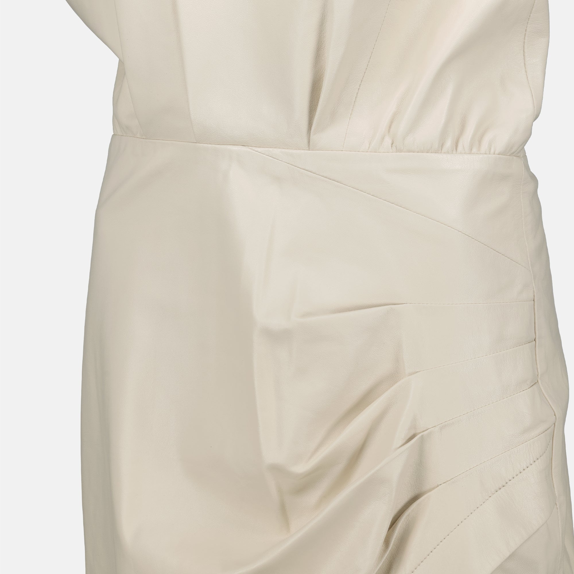 beige leather dress, Pernille dress, Iro dress, asymmetrical design, Spring-Summer 2025 collection