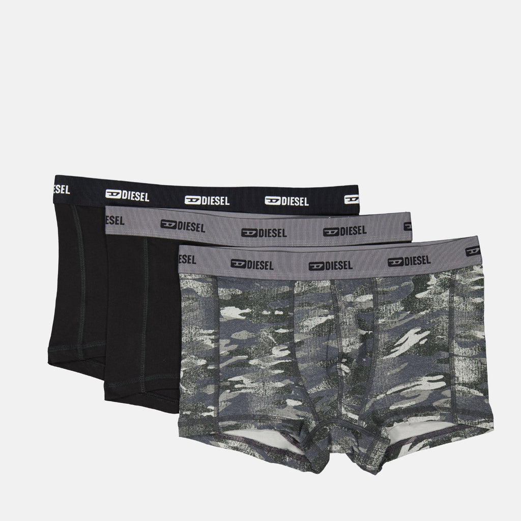 military boxer shorts, Diesel boxer set, cotton elastane underwear, navy black boxers, modern men's underwear