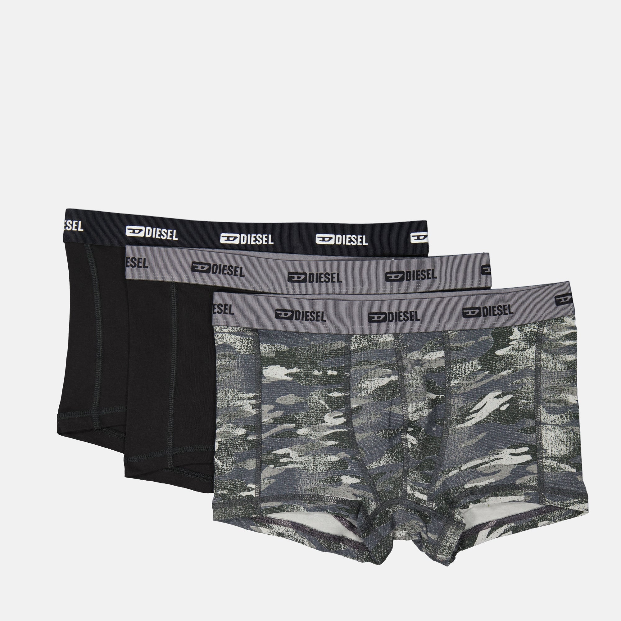 military boxer shorts, Diesel boxer set, cotton elastane underwear, navy black boxers, modern men's underwear