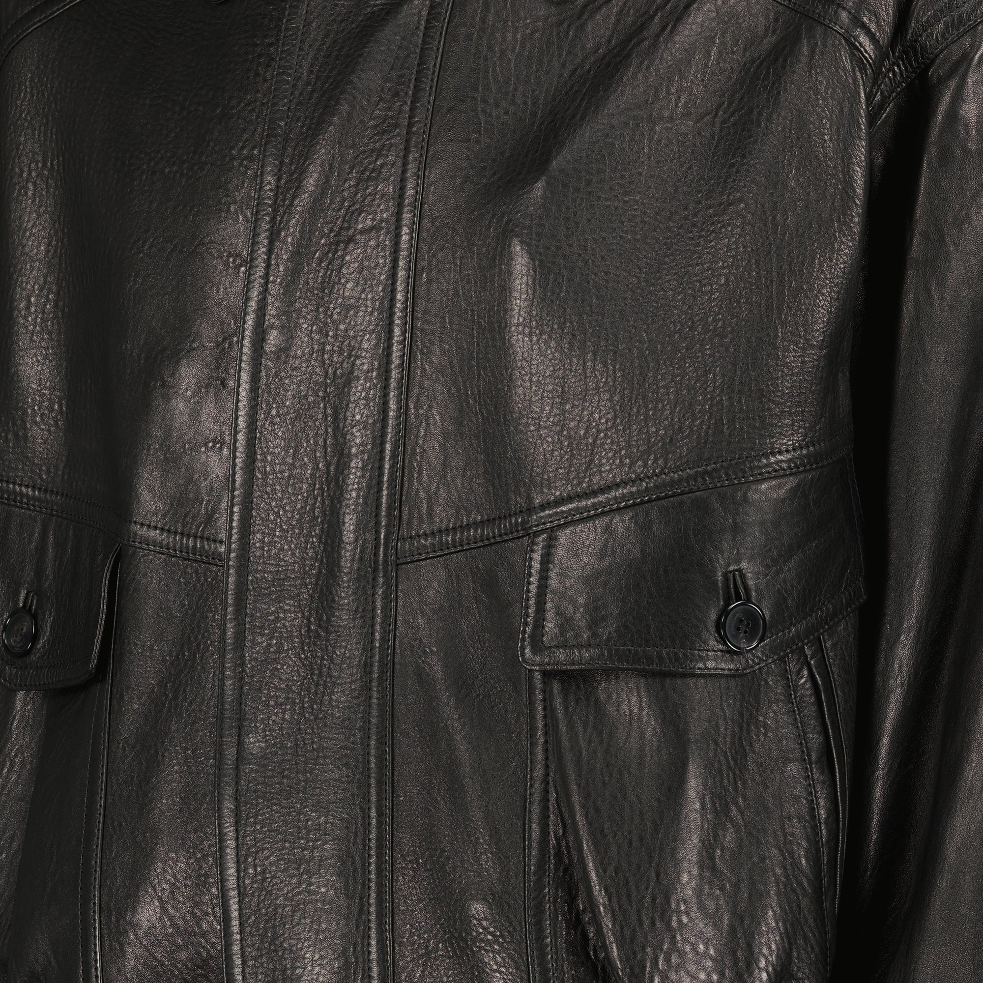 black bomber jacket, lambskin jacket, Saint Laurent outerwear, men's leather jacket, designer bomber jacket