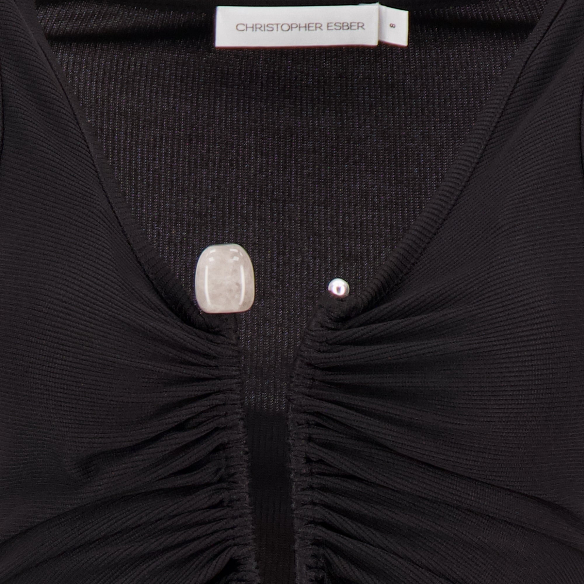 Black Dress, Christopher Esber, Long Dress, V-neck Dress, Jersey Fabric