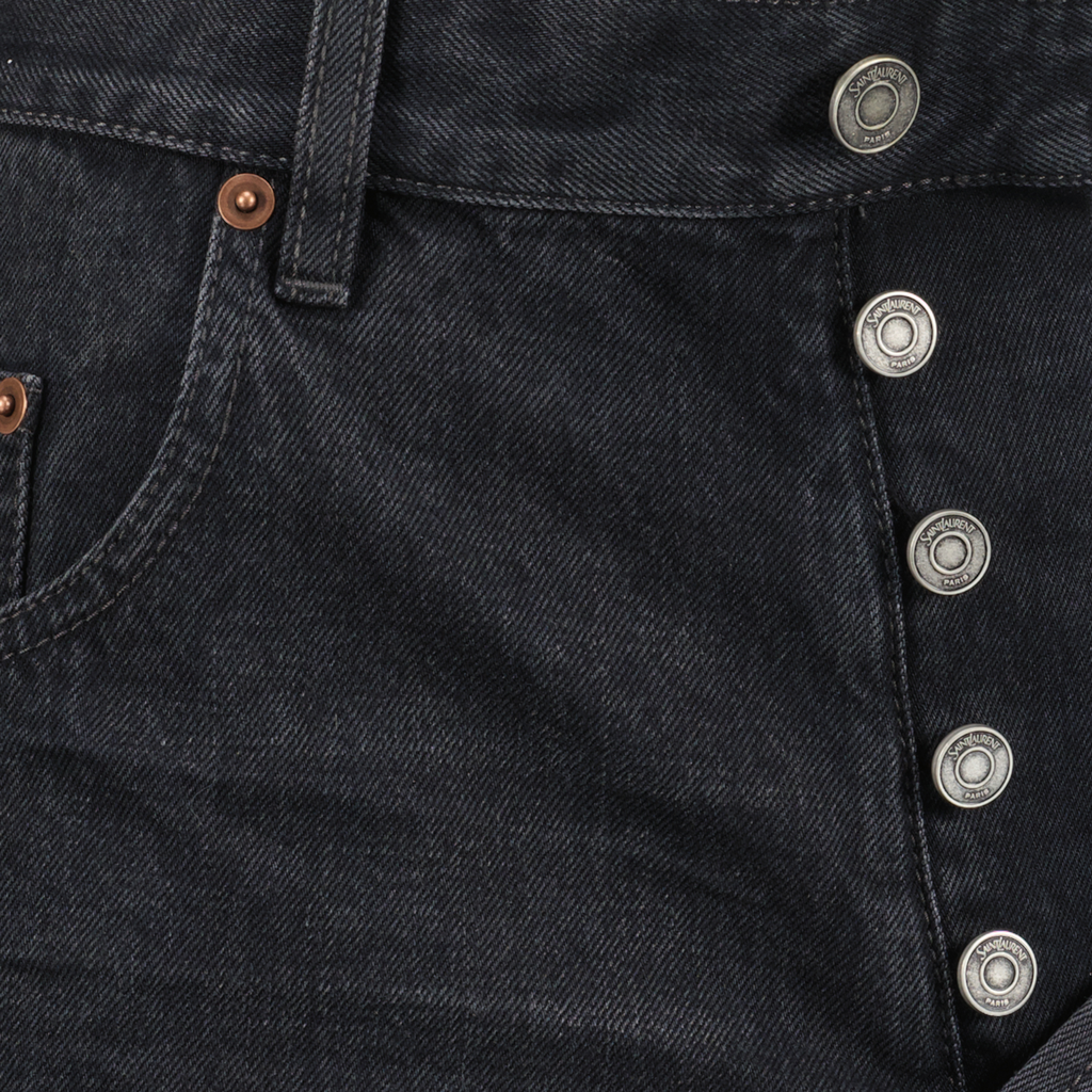 Bermuda shorts, black denim shorts, Saint Laurent shorts, contemporary fashion, women's shorts