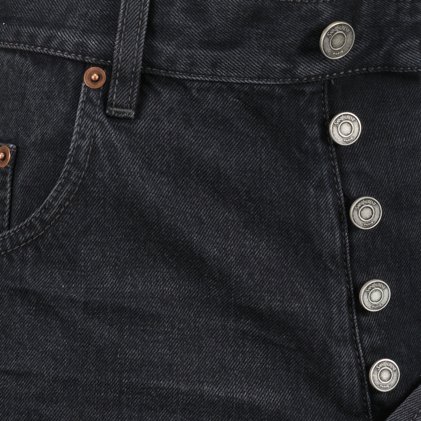 Bermuda shorts, black denim shorts, Saint Laurent shorts, contemporary fashion, women's shorts