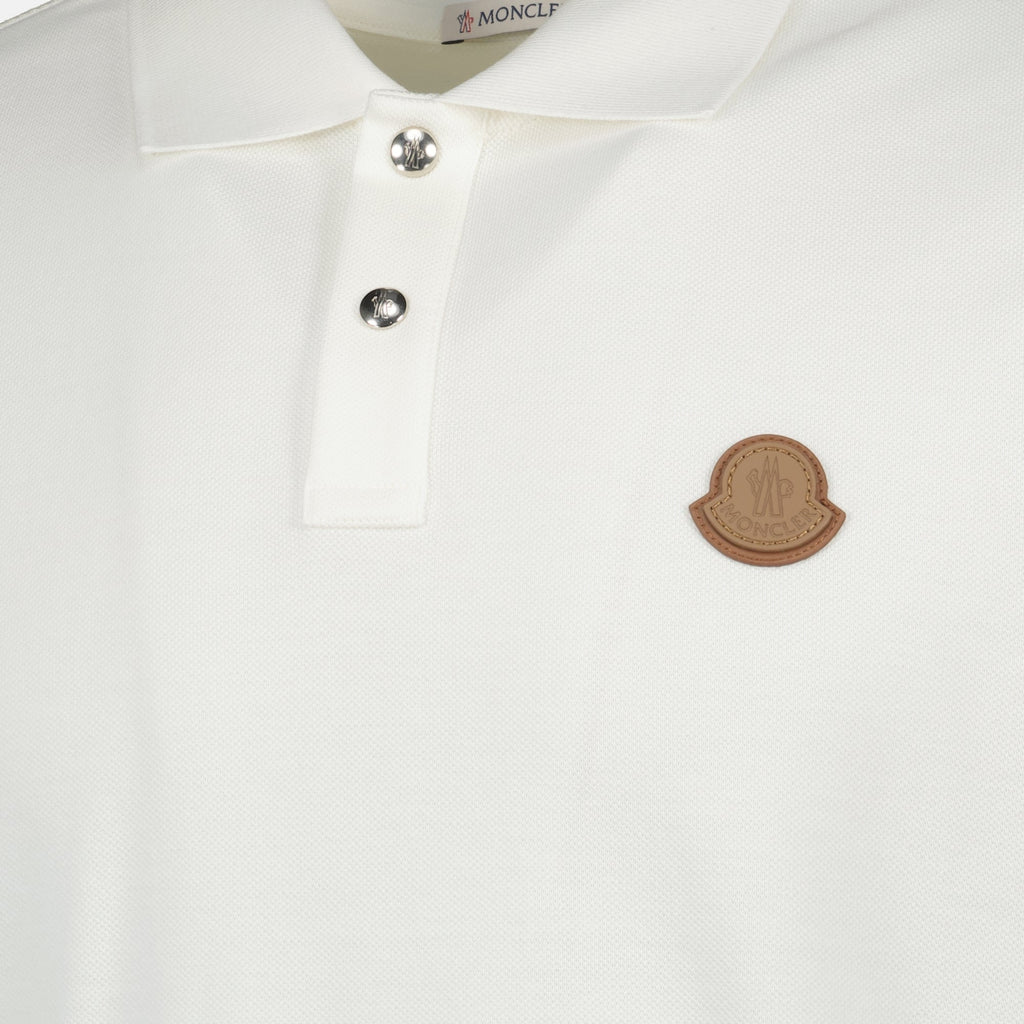 Moncler polo, pique cotton shirt, white logo polo, classic polo shirt, Autumn-Winter 2025 collection