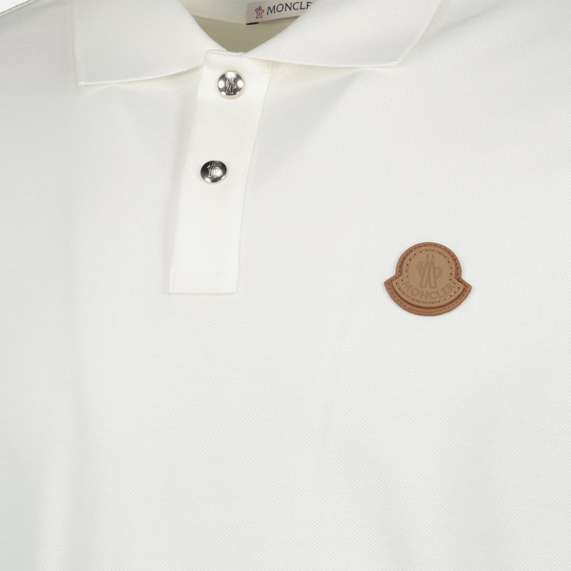 Moncler polo, pique cotton shirt, white logo polo, classic polo shirt, Autumn-Winter 2025 collection