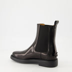 Imagen de botines de cuero negro de Tod's para mujeres - Temporada Otoño-Invierno 2025 - Vista trasera derecha en tres cuartos