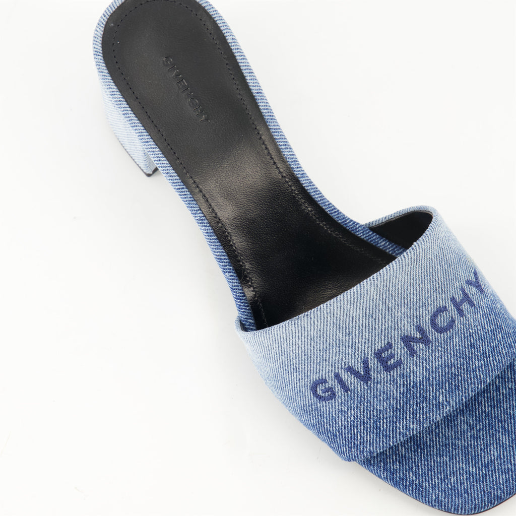 女性用ジバンシィのデニム4Gヒールサンダルの画像 - シーズン春夏2025 - 上面の詳細ビュー