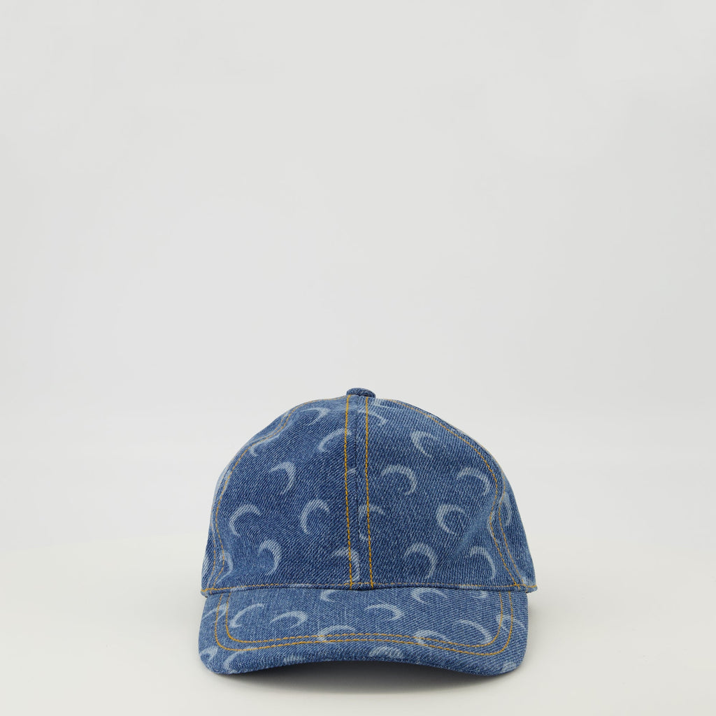 Moon cap, Marine Serre, denim accessory, unisex cap, Autumn-Winter collection 2025