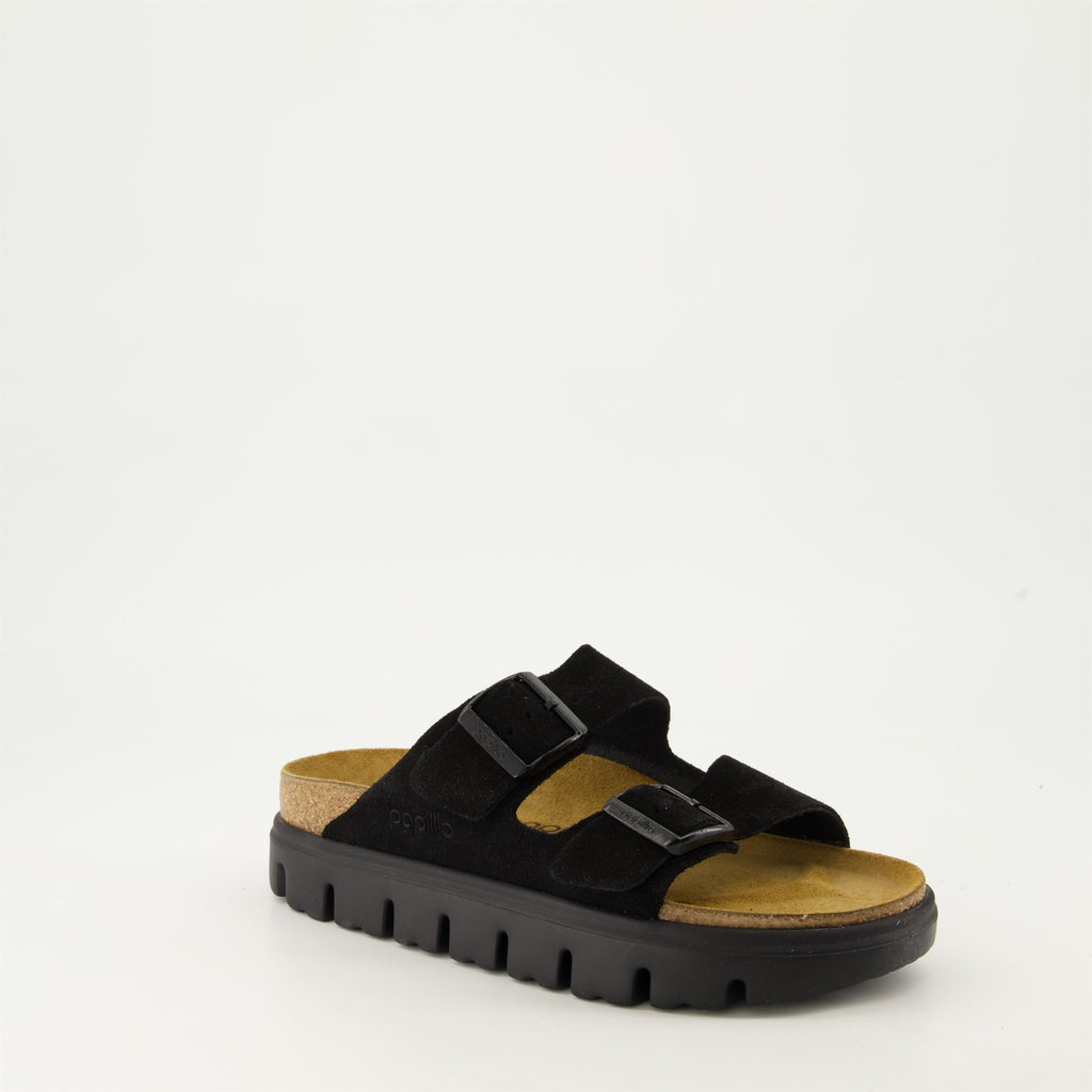 black platform sandals, suede sandals, open toe sandals, Fall-Winter sandals, comfortable sandals