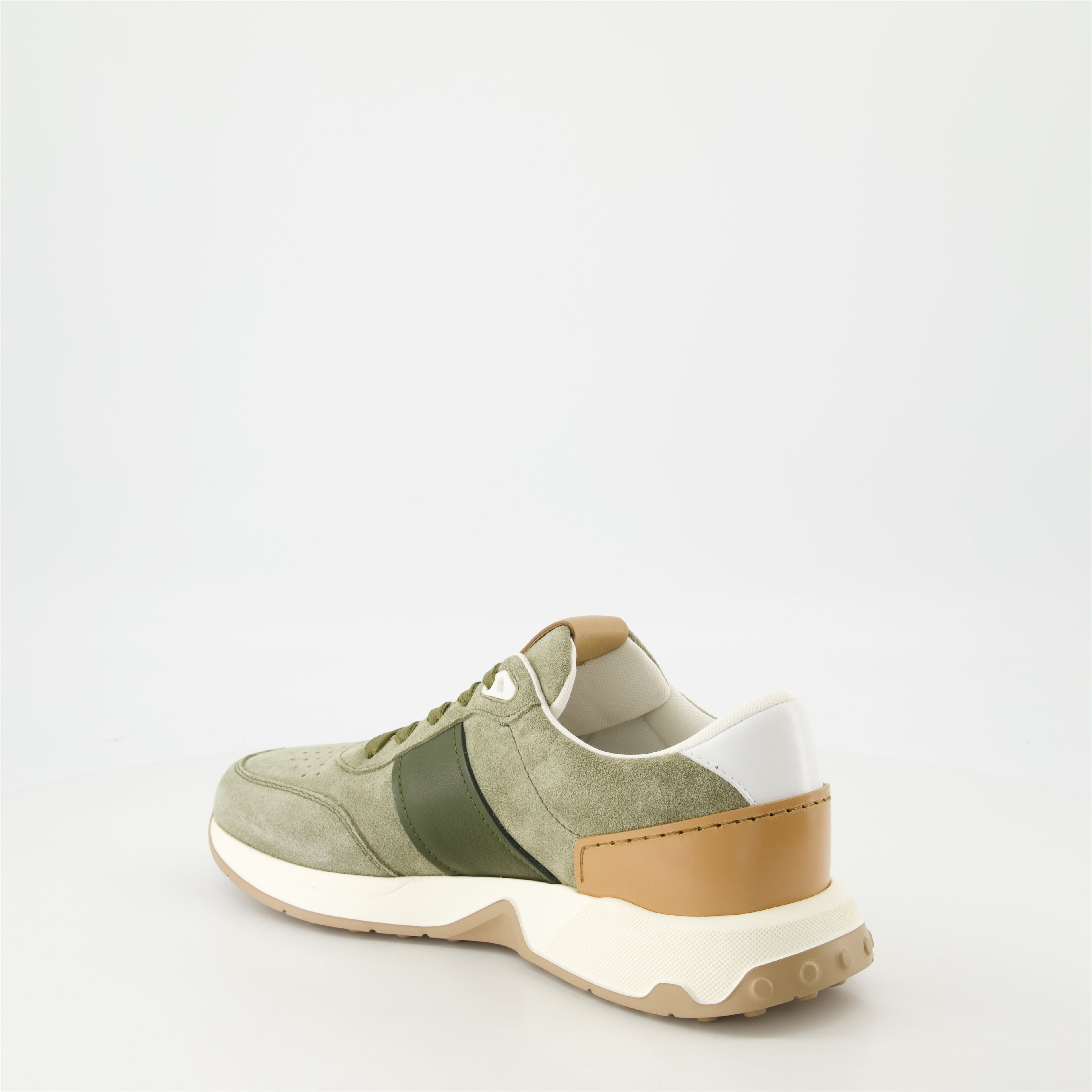suede sneakers, Tod's footwear, green sneakers, casual shoes, luxury footwear