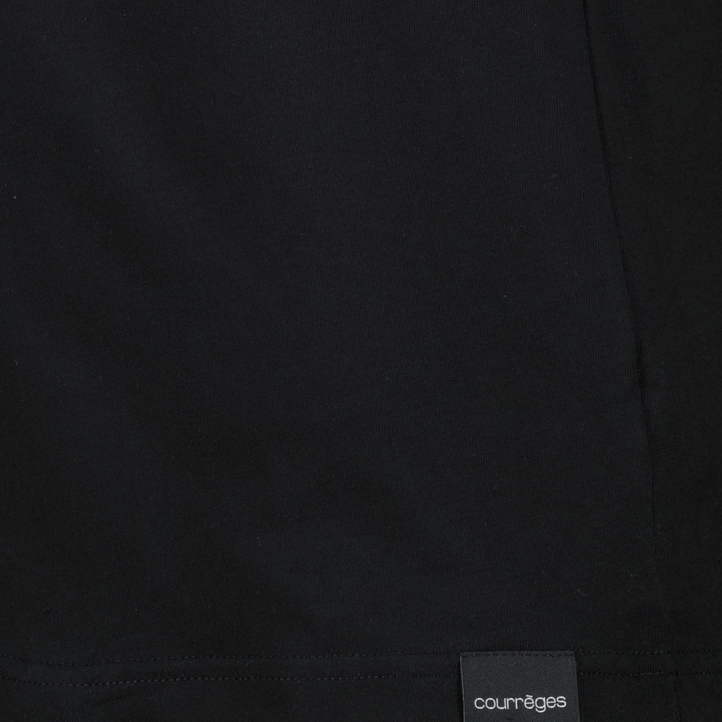 black t-shirt, cotton t-shirt, Courrèges fashion, embroidered logo, spring-summer collection
