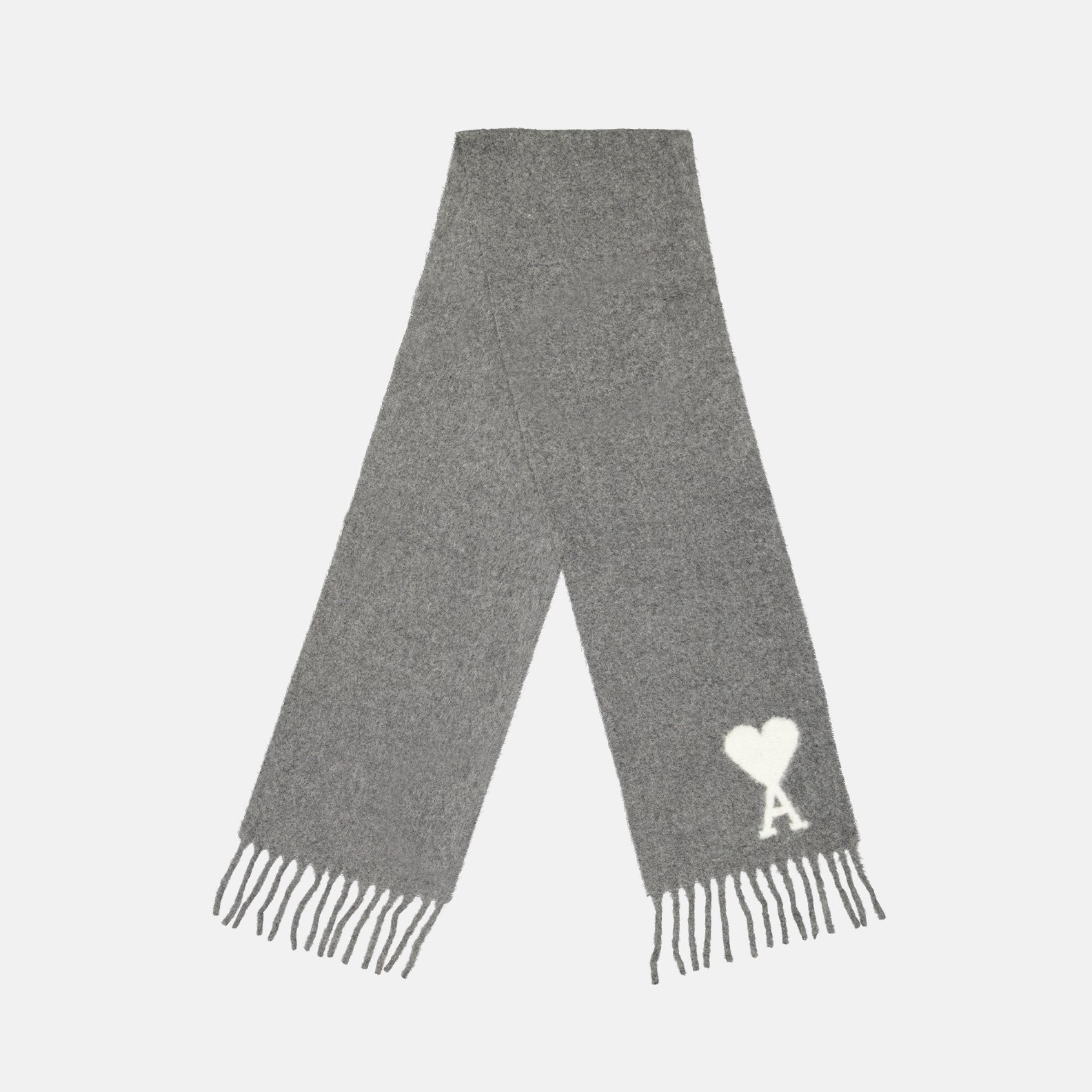 grey alpaca scarf, AMI Paris Autumn-Winter collection, soft alpaca wool, versatile fashion accessory, premium warm scarf