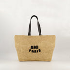 raffia tote bag, Ami Paris, neutral accessories, spring summer 2025, everyday carry
