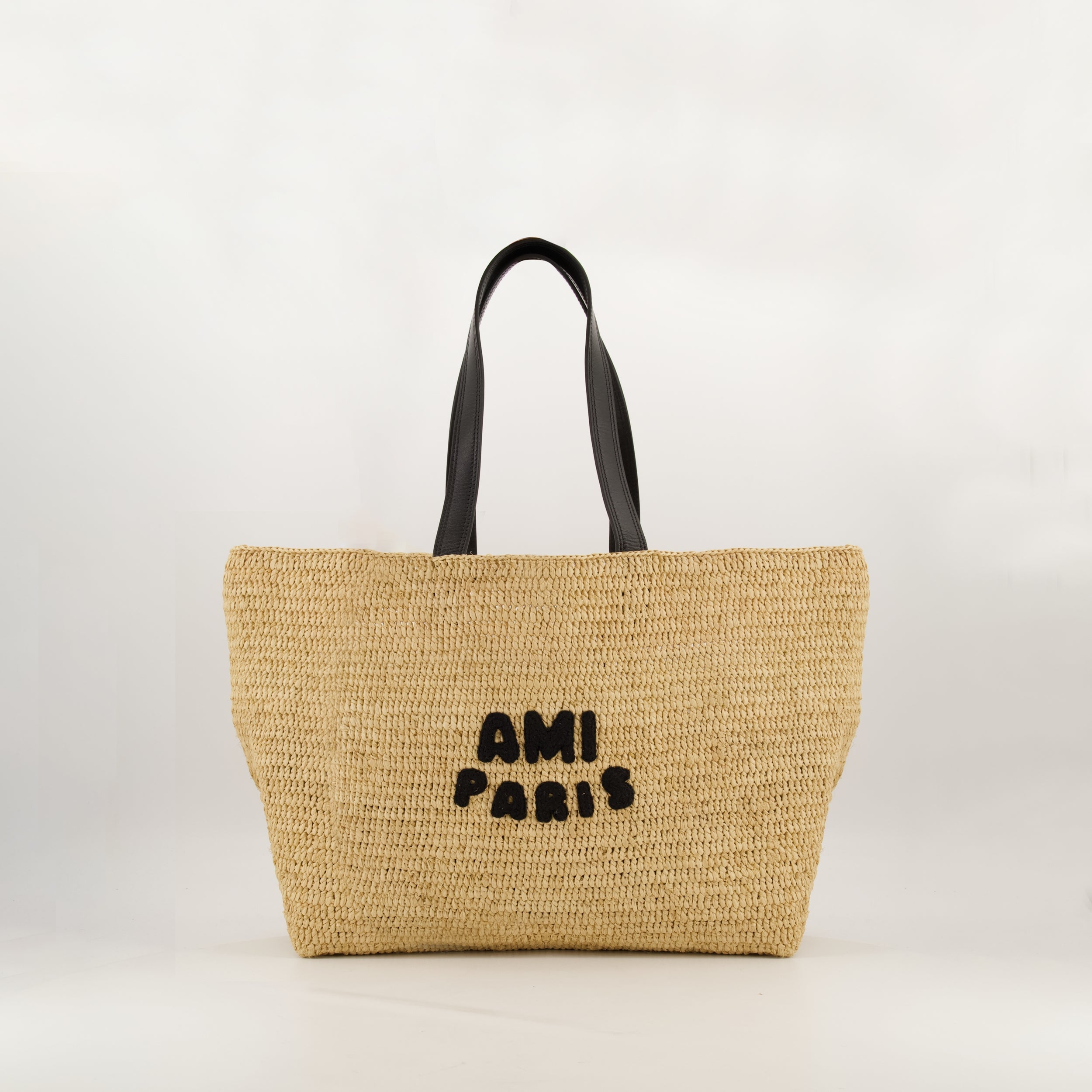 raffia tote bag, Ami Paris, neutral accessories, spring summer 2025, everyday carry