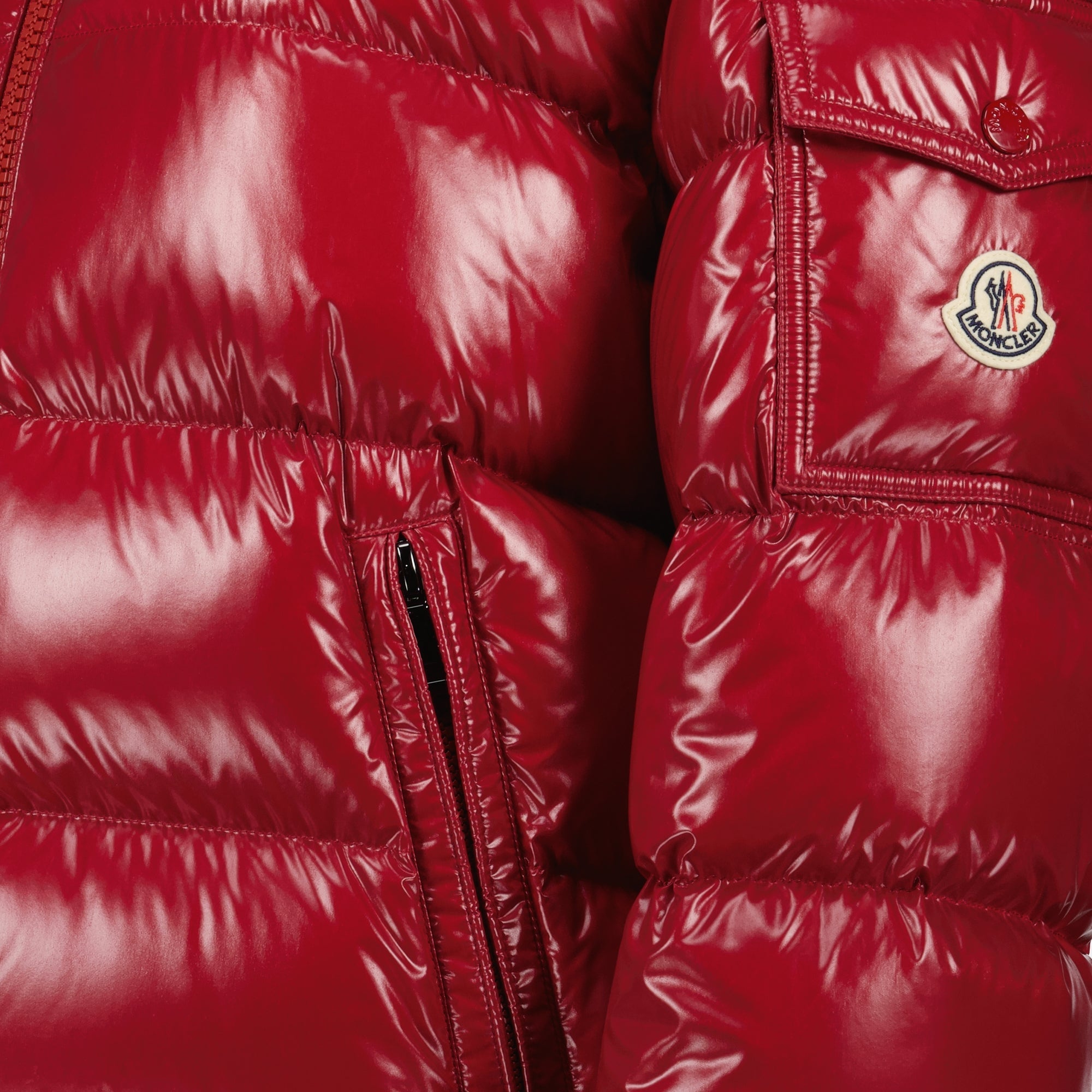 Moncler jacket, Doudoune Maire, red puffer coat, Autumn-Winter fashion, luxury outerwear