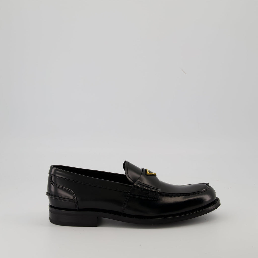Prada moccasins, brushed leather footwear, slip-on shoes, men's luxury shoes, round toe moccasins