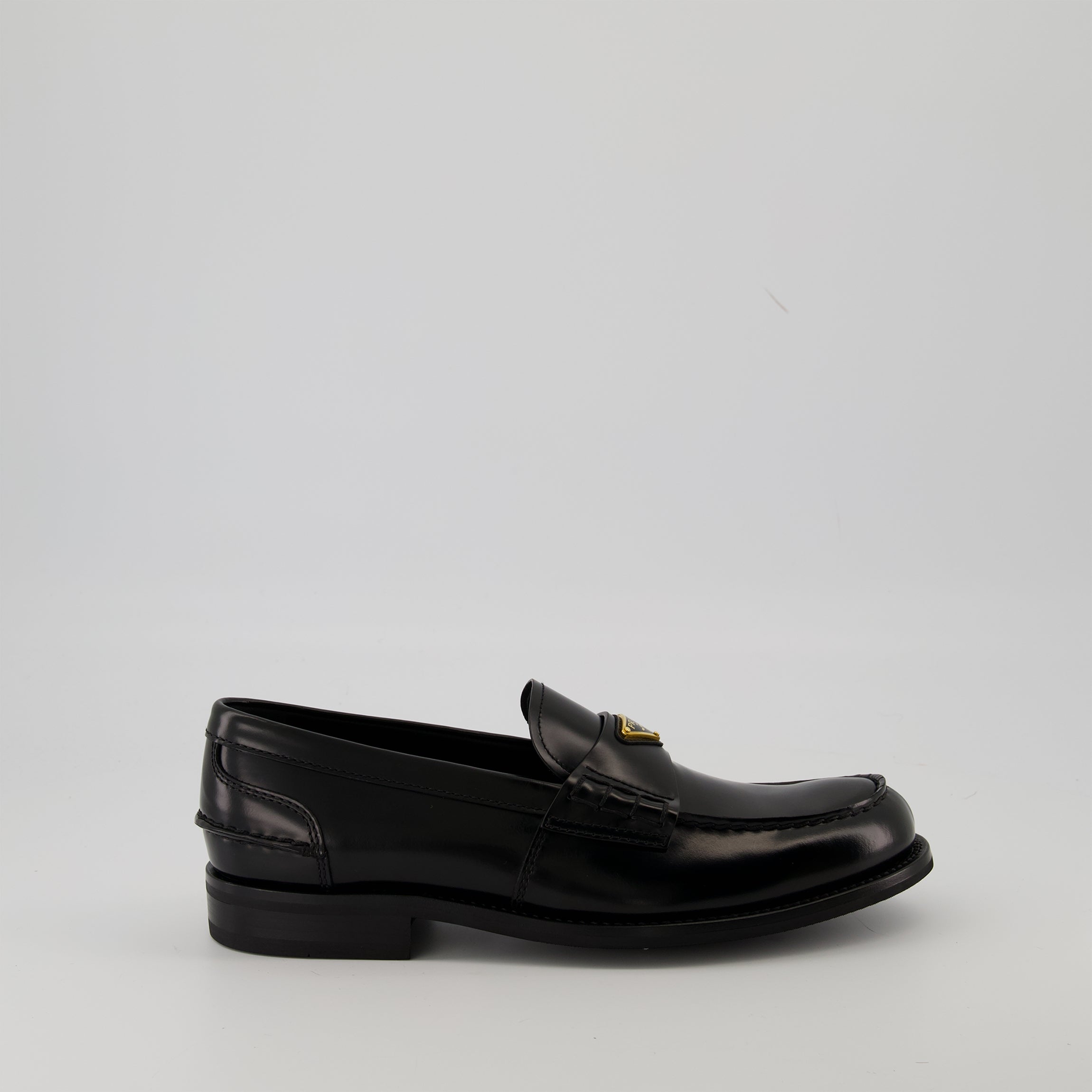 Prada moccasins, brushed leather footwear, slip-on shoes, men's luxury shoes, round toe moccasins