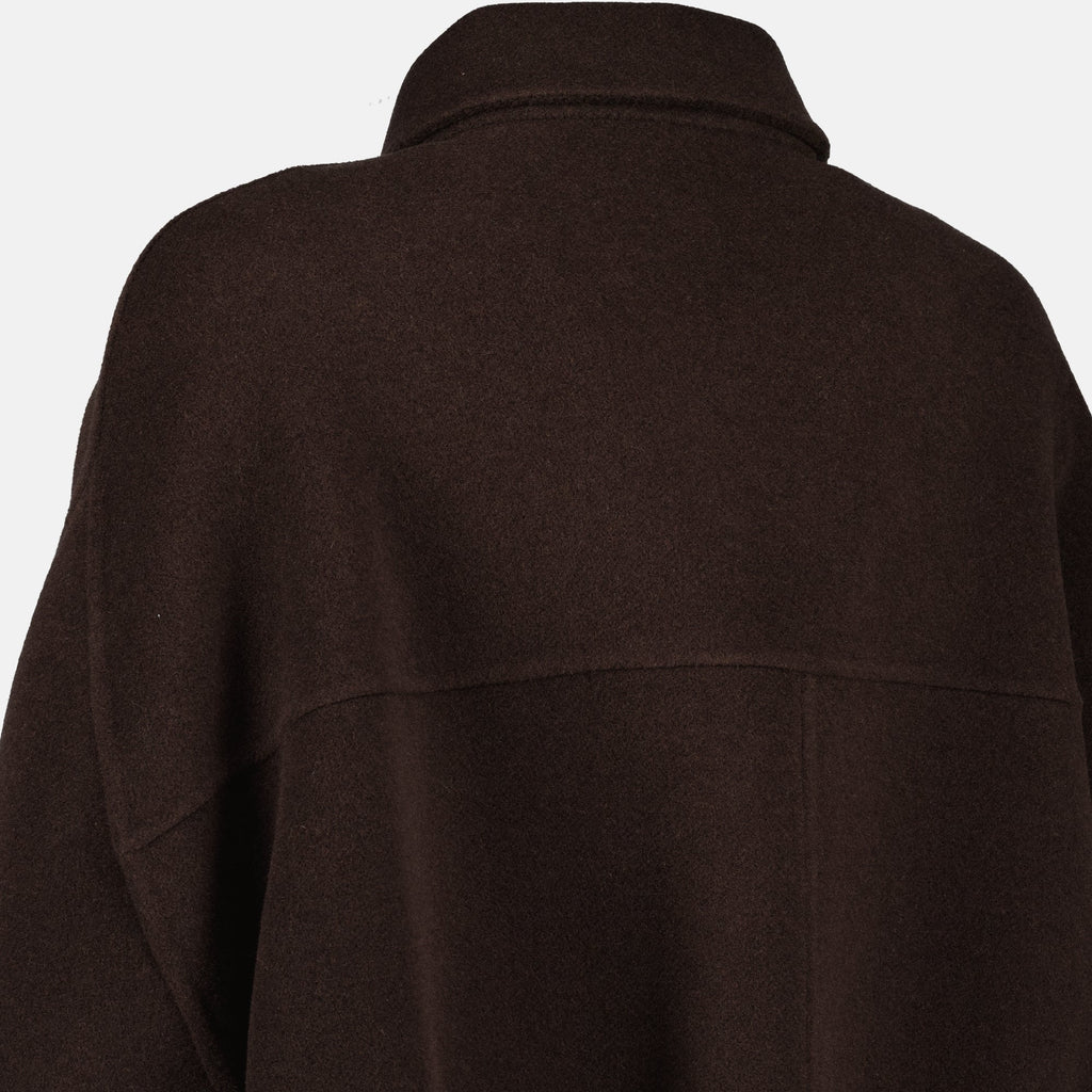 Khaite Odin Jacket, brown wool jacket, puff sleeve outerwear, relaxed fit jacket, autumn-winter fashion