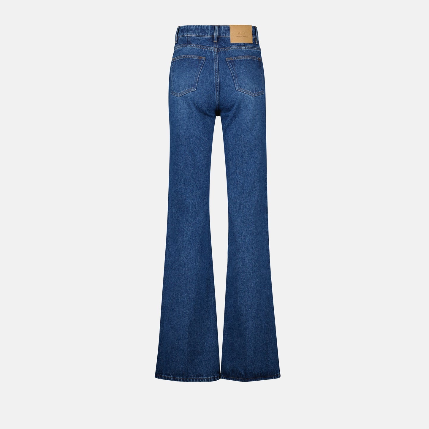 denim flare jeans, high waist jeans, AMI Paris jeans, five-pocket design, Autumn-Winter 2024