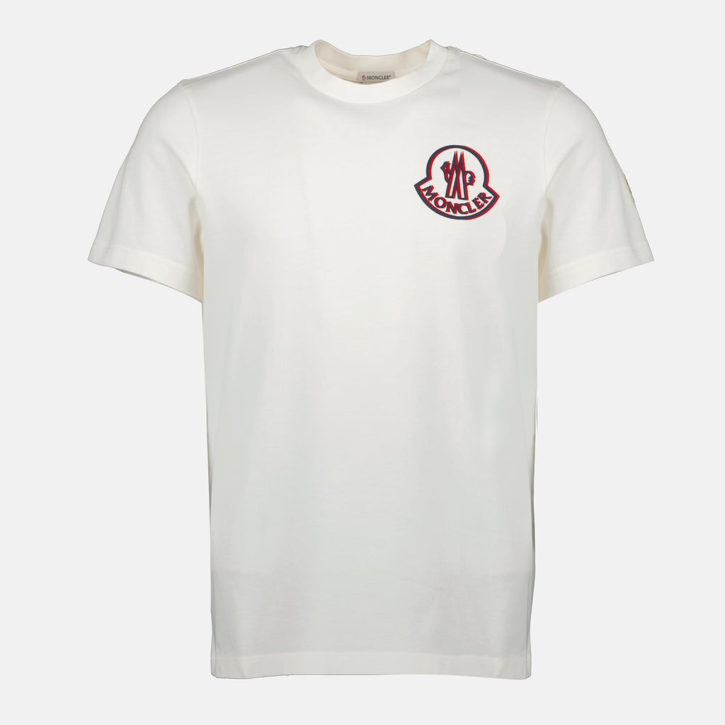 Image du T-shirt blanc avec logo de Moncler pour hommes - Saison Automne-Hiver 2025 - Vue de l'avant