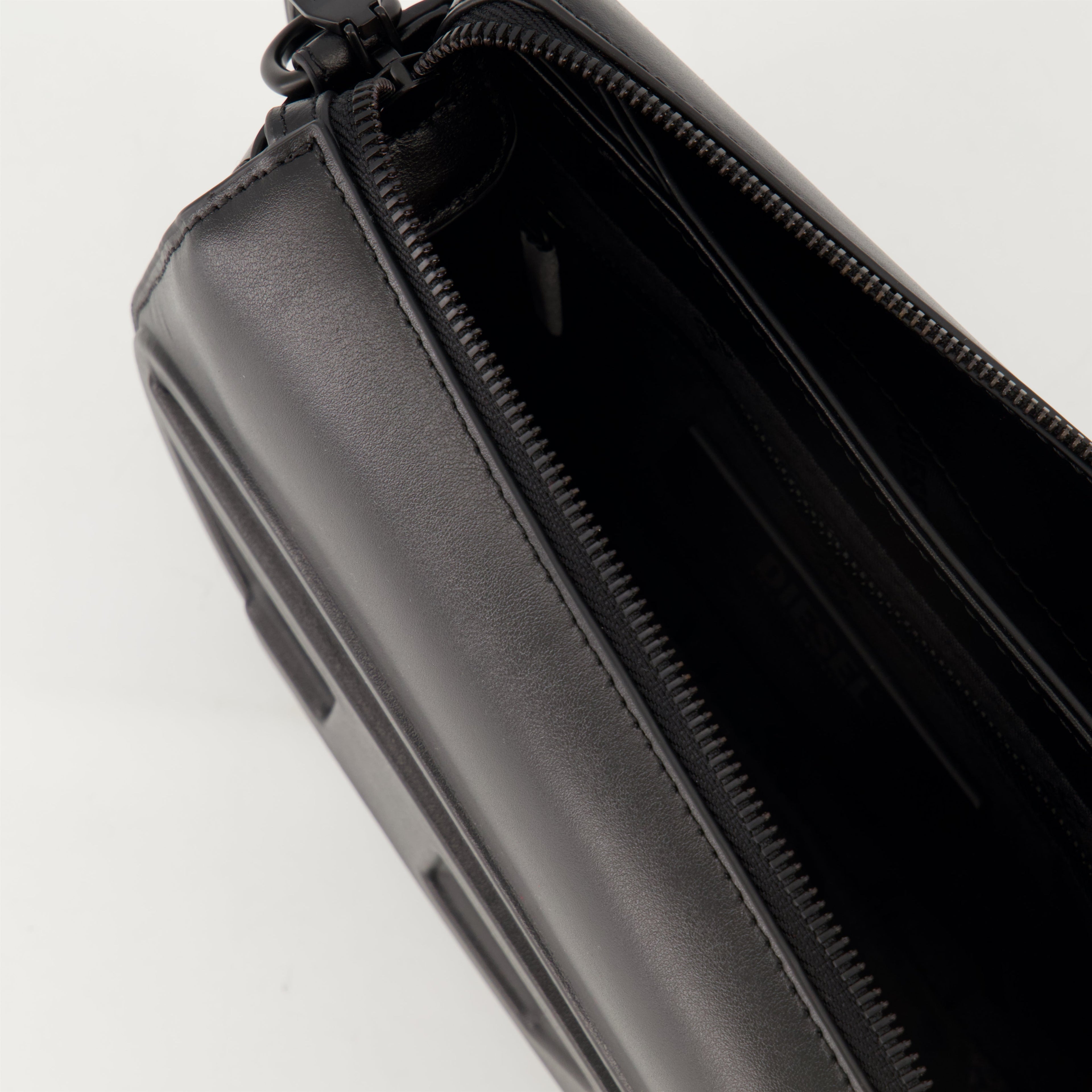 camera bag, black bag, Diesel accessories, smooth leather bag, unisex bag