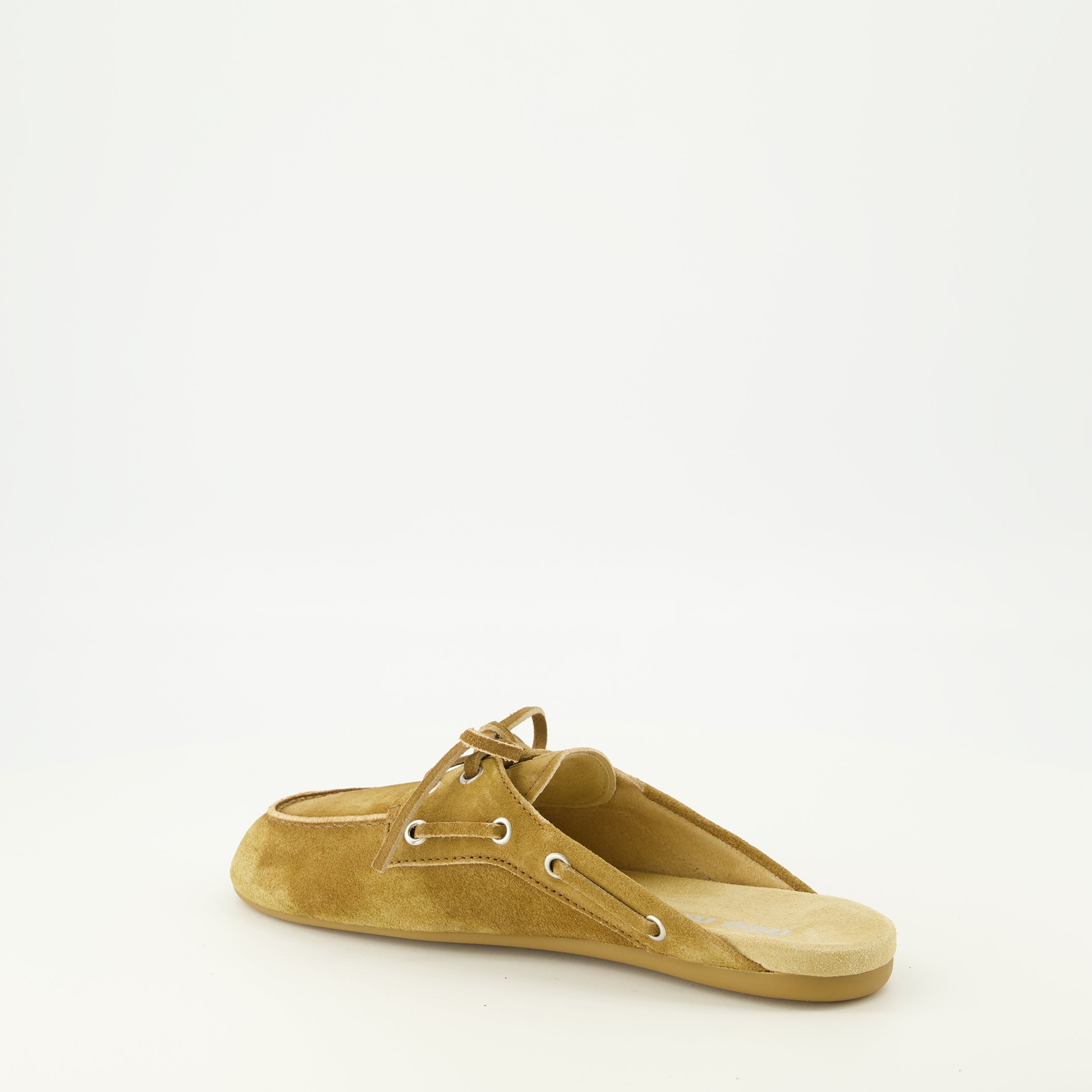 suede mules, brown slippers, Miu Miu footwear, Spring Summer 2026, luxury women slippers