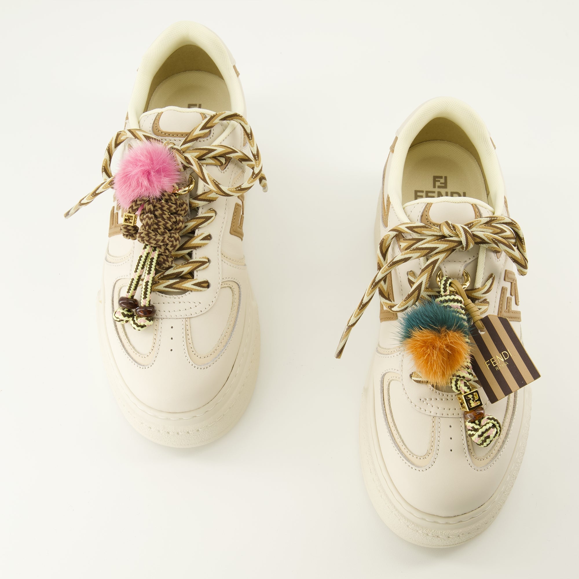 Fendi sneakers, platform sneakers, beige sneakers, calf leather footwear, non-slip sneakers