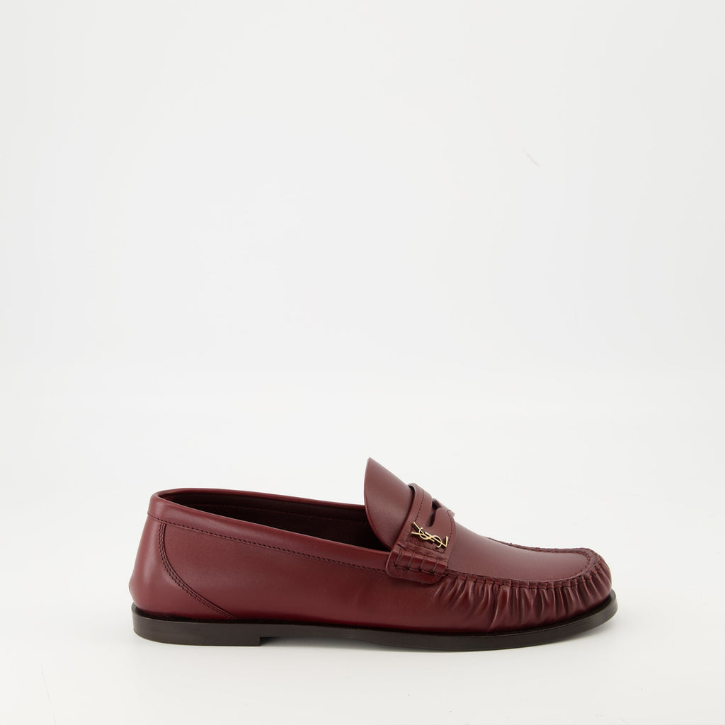 Saint Laurent moccasins, Bordeaux moccasins, Women's footwear, Luxury shoes, Calfskin moccasins