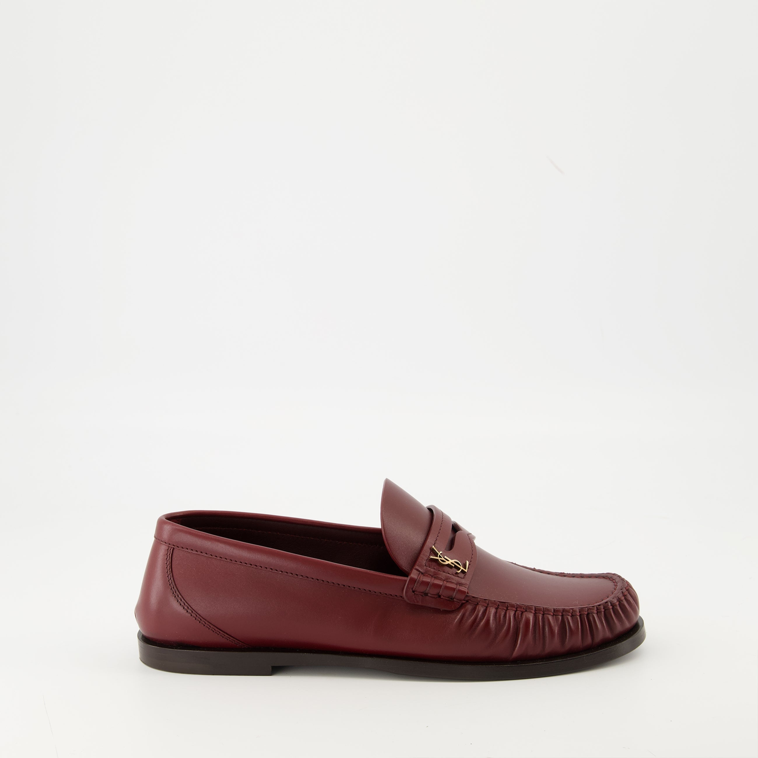 Saint Laurent moccasins, Bordeaux moccasins, Women's footwear, Luxury shoes, Calfskin moccasins
