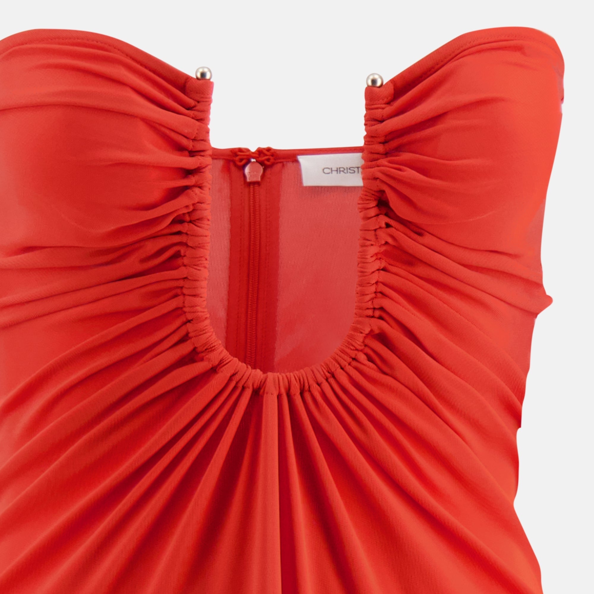 Image of Orange Arqué Strapless Dress by Christopher Esber for Women - Season Spring-Summer 2026 - Detail View 1