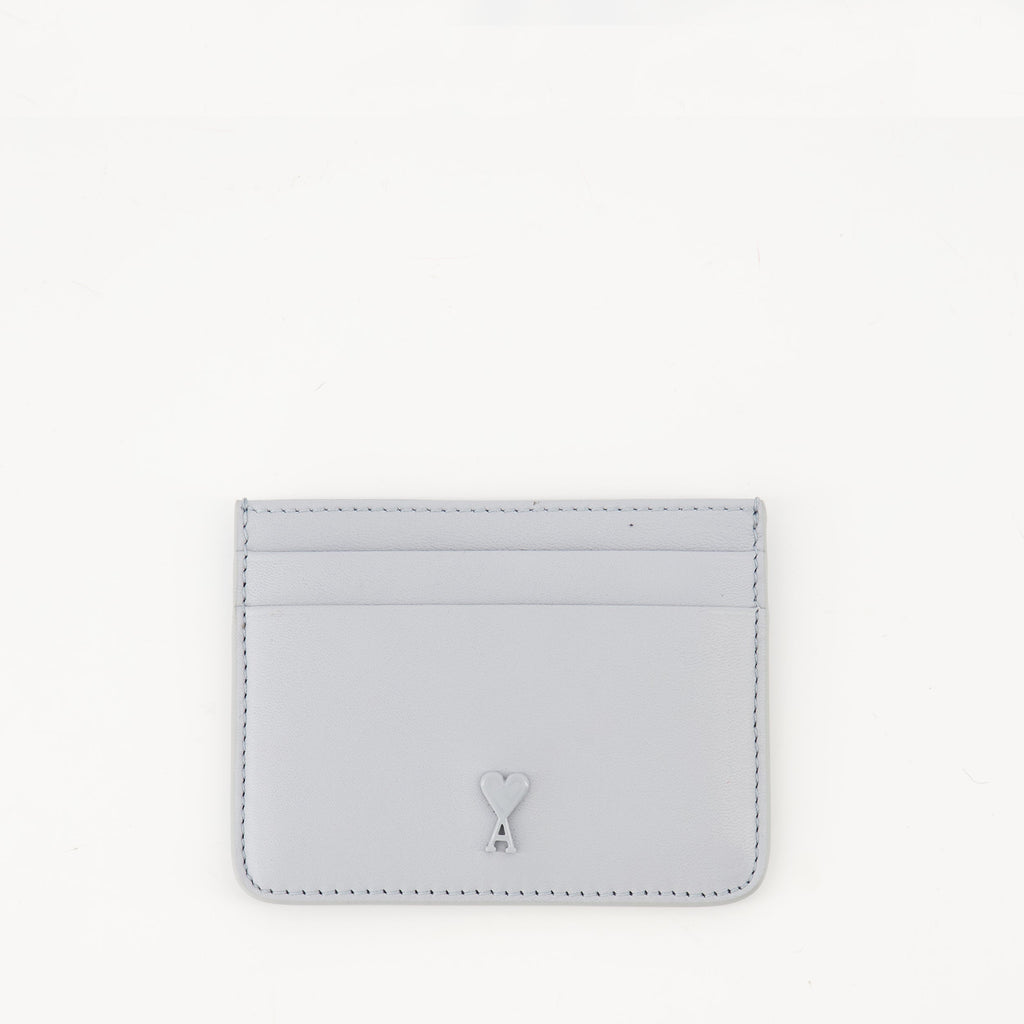 Ami Paris cardholder, light blue cardholder, smooth leather accessory, Ami de Coeur collection, unisex cardholder